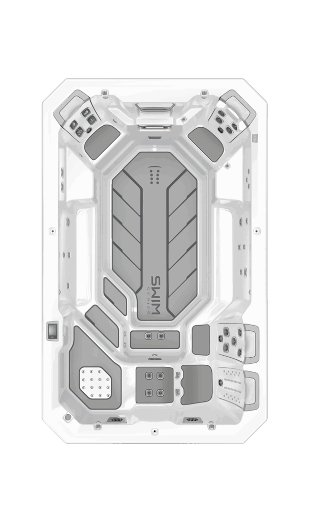 Bullfrog Spas Swim Series with multilevel seats and splash pad