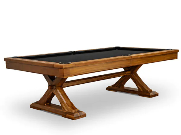 Solid wood pool table with natural finish