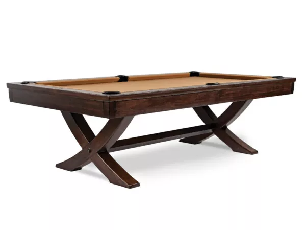 Reagan pool table with ash brown finish and elegant leg design