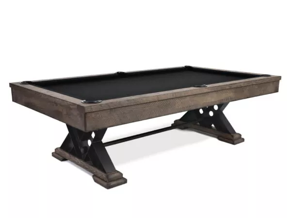 Vienna rustic billiard table with v-shaped metal legs
