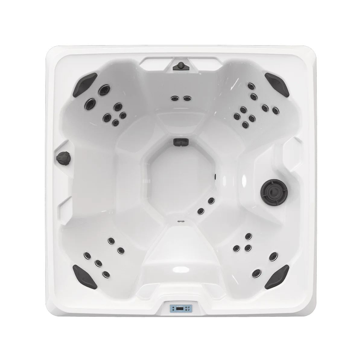 Luxurious six-seat spa with LED lights and waterfall