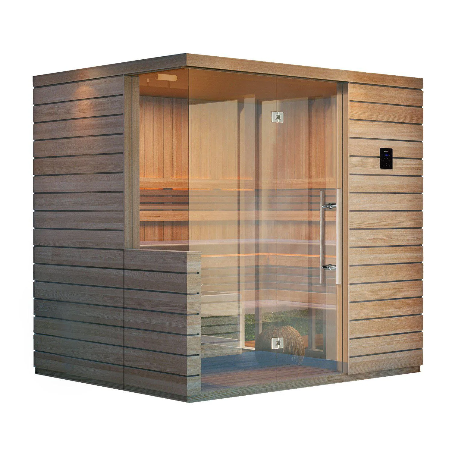 Luxurious Twilight sauna interior with soft lighting