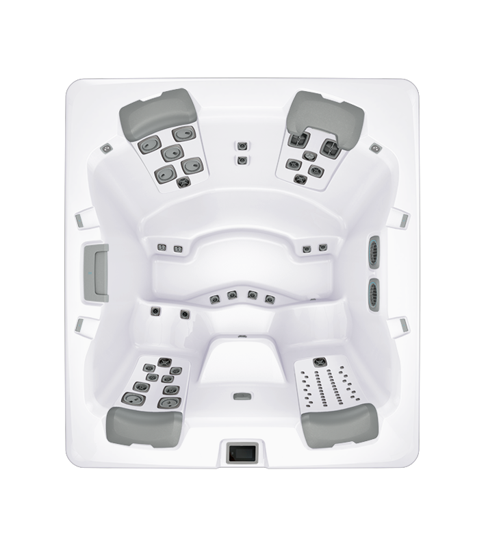 Bullfrog A6 compact premium hot tub with open seating plan
