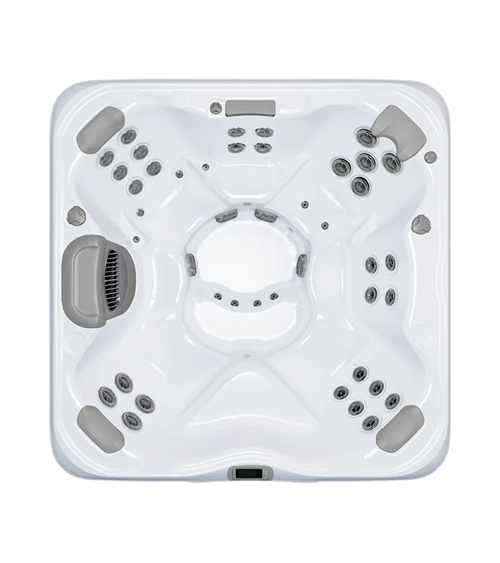 Top view of Bullfrog Spas X7 hot tub with corner seating.