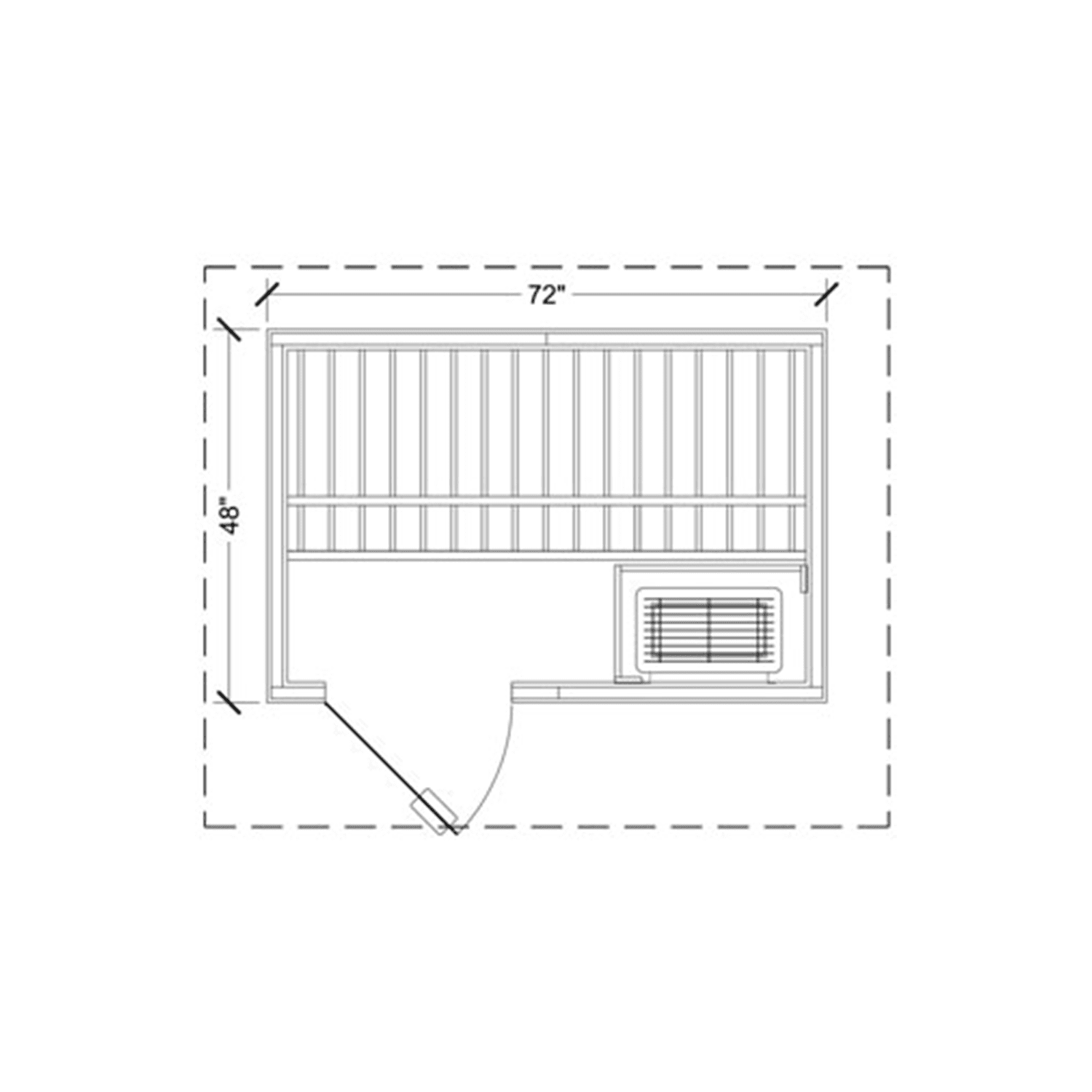 4x6 customizable Euro outdoor sauna with two benches and floor