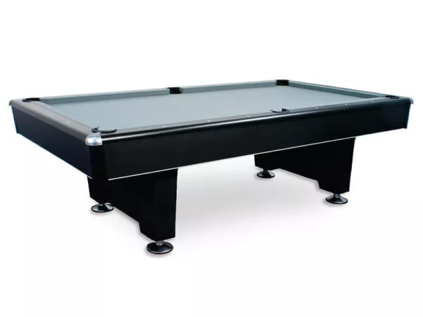 Black Diamond billiards table with black laminate and metal trim